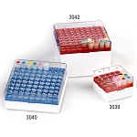 BioBOX 25, for 1.0mL and 2.0mL CryoCLEAR vials, Polycarbonate (PC), Holds 25 vials (5x5 format), Printed Lid, Pack Includes a CryoClear Tube Picker, BLUE - Pack of 8