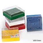BioBOX 100, for 1.0mL and 2.0mL Internal Threaded CryoCLEAR vials, Polycarbonate (PC), Holds 100 vials (10x10 format), Printed Lid, Pack Includes a CryoClear Tube Picker, BLUE  - Pack of 5