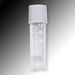 Sample Tube, 2mL, External Threads, PP, White Graduations & Marking Area, Round Bottom, Self-Standing - Pack of 1000