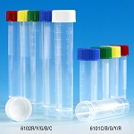 Transport Tube, 5mL, with Separate Blue Screw Cap, PP, Conical Bottom, Self-Standing, Molded Graduations - Pack of 1000