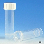Transport Tube, 5mL, with Separate White Screw Cap, PP, Conical Bottom, Self-Standing, Molded Graduations - Pack of 1000