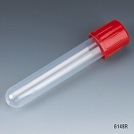 Test Tube with Attached Red Screw Cap, 12 x 75mm (5mL), PP, 250/Bag, 4 Bags/Unit - Pack of 1000