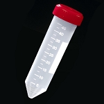 Centrifuge Tube, 50mL, with Attached Red Screw Cap, PP, Printed Graduations, 25/Bag, 20 Bags/Unit - Pack of 500
