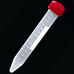 Centrifuge Tube, 15mL, with Separate Red Screw Cap, PP, Printed Graduations - Pack of 500
