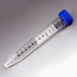 Centrifuge Tube, 15mL, Separate Blue Flat Top Screw Cap, PP, Printed Graduations, Bulk - Pack of 500