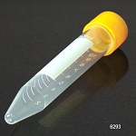 Centrifuge Tube, 10mL, with Attached Yellow PP Screw Cap, PP, Printed Graduations, STERILE, 100/Bag, 10 Bags/Unit - Pack of 1000